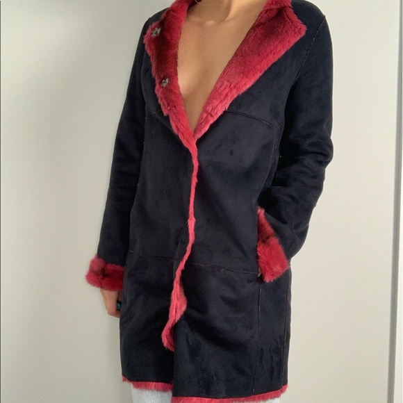 Save The Queen Eco Shearling Jacket Black Small - Picture 7 of 14